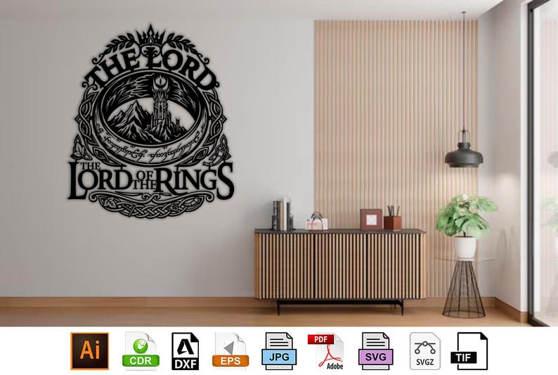 Lord of the Rings SVG for Laser Cut, Barad-dur Tower Wall Art DXF, One ...