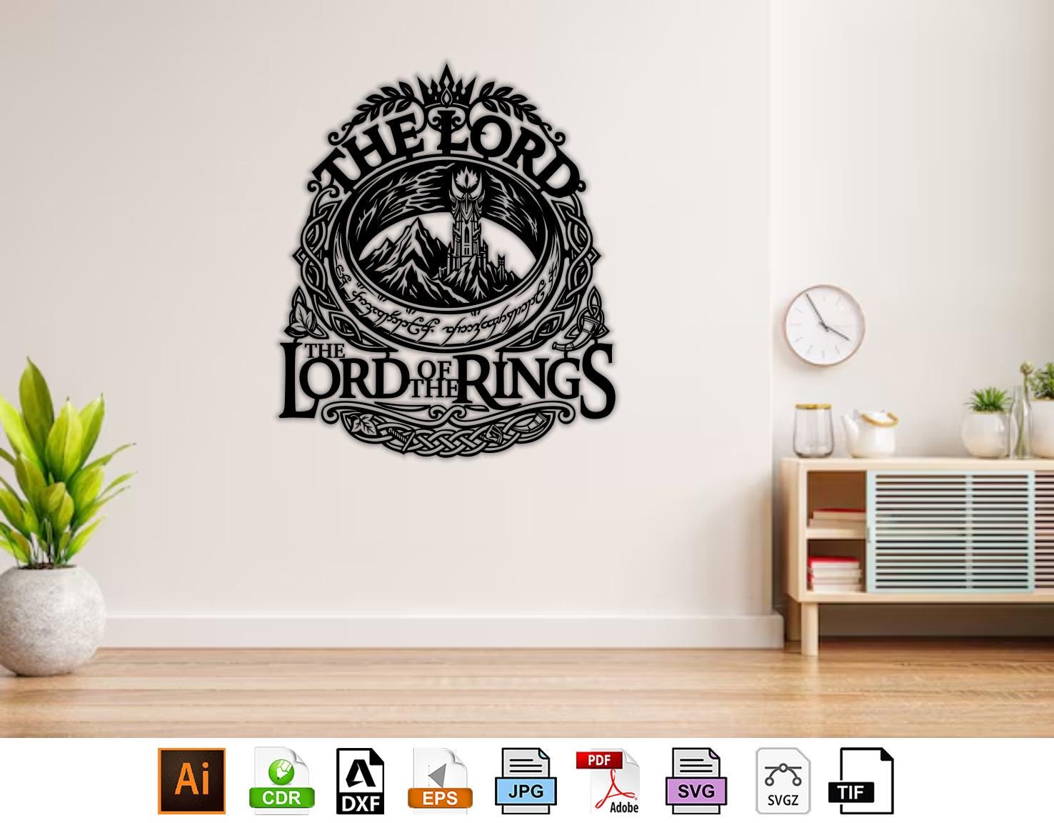 Lord of the Rings SVG for Laser Cut, Barad-dur Tower Wall Art DXF, One ...