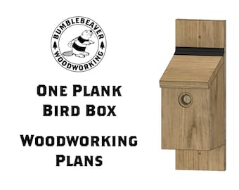 One Plank Bird Box - Woodworking Plans (Imperial & Metric) - Weekend Project, DIY, Gift of Wood, Build Plans, Garden, Birds