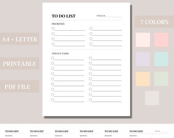 Printable Daily To Do List | Daily Checklist | A4 & Letter Size