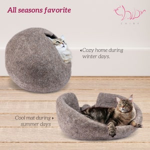 Organic Wool Cat Bed Cave Large/Medium Eco Friendly 100% Merino Wool Beds for Cats and Kittens image 5