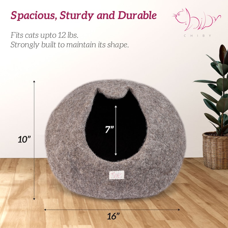 Organic Wool Cat Bed Cave Large/Medium Eco Friendly 100% Merino Wool Beds for Cats and Kittens image 8
