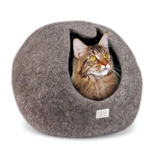 Organic Wool Cat Bed Cave Large/Medium Eco Friendly 100% Merino Wool Beds for Cats and Kittens image 1