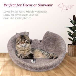 Organic Wool Cat Bed Cave Large/Medium Eco Friendly 100% Merino Wool Beds for Cats and Kittens image 3