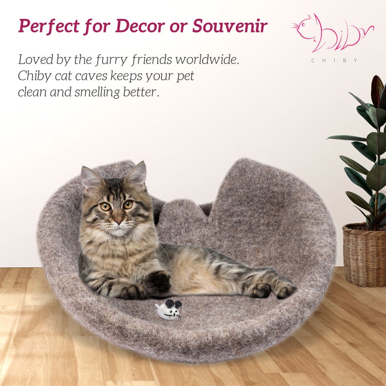 Organic Wool Cat Bed Cave Large/Medium Eco Friendly 100% Merino Wool Beds for Cats and Kittens image 3