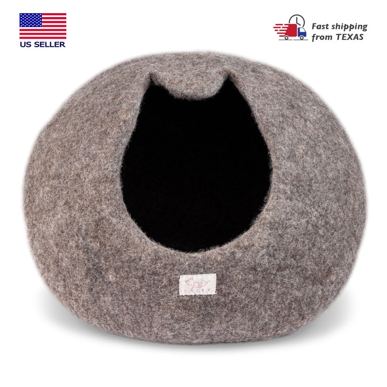 Organic Wool Cat Bed Cave Large/Medium Eco Friendly 100% Merino Wool Beds for Cats and Kittens image 9