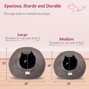 Organic Wool Cat Bed Cave Large/Medium Eco Friendly 100% Merino Wool Beds for Cats and Kittens image 2