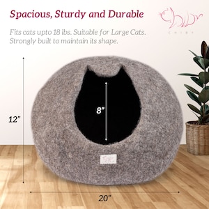 Organic Wool Cat Bed Cave Large/Medium Eco Friendly 100% Merino Wool Beds for Cats and Kittens image 6