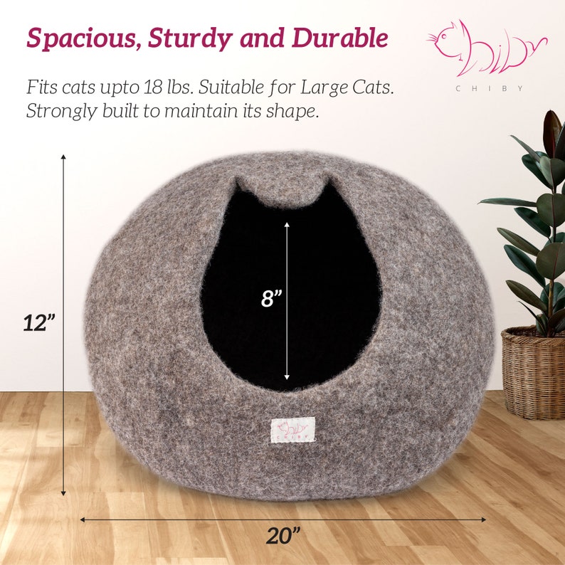 Organic Wool Cat Bed Cave Large/Medium Eco Friendly 100% Merino Wool Beds for Cats and Kittens image 6