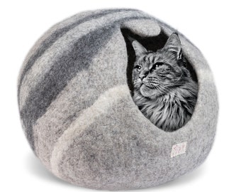 Premium Cat Bed Cave (Large/Medium) - Eco Friendly 100% Merino Wool Beds for Cats and Kittens