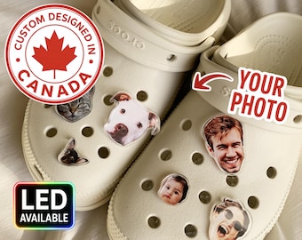 Personalized Photo Shoe Charm | LED Light Up Custom Acrylic Charm for Kids Pets Family Sports Team Canada