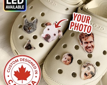 Personalized Photo Shoe Charm | LED Light Up Custom Acrylic Charm for Kids Pets Family Sports Team Canada