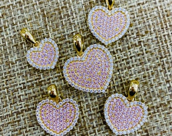 10k Yellow Gold Womens Cubic Zirconia Cubic Zirconia Heart Charm Pendant Measures 16.5x9.60mm Wide 
