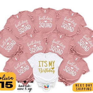 Personalized Text Name and Year Birthday Party Group Shirts,Birthday Squad Group Photo Shirts,Women Birthday Squad Shirts