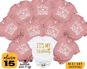 Personalized Text Name and Year Birthday Party Group Shirts,Birthday Squad Group Photo Shirts,Women Birthday Squad Shirts