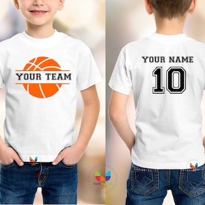 Custom Team Name and Your Name Number Double Sided Basketball Team Shirt ,Custom Name and Number with Basketball Logo Shirt