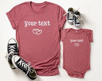 Mama Mini Shirt Set: Personalized Custom Text Matching Tee, Mother's Day 2026 Outfit