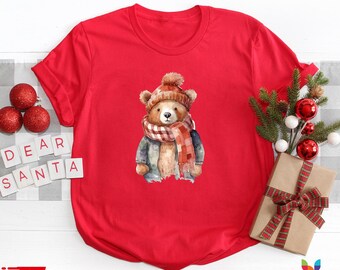 Vıntage Christmas Bear Shirt - Cozy Winter Tee
