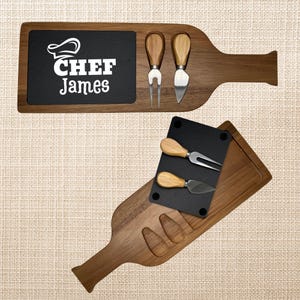 Personalized Slate Cheese Board with Two Tools, Custom Charcuterie Serving Tray, Engraved Wedding or Engagement Gift