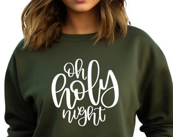 Holy Night Sweatshirt Nativity Christmas Jumper Christian Family Matching Top