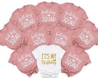 Personalized Text Name and Year Birthday Party Group Shirts,Birthday Squad Group Photo Shirts,Women Birthday Squad Shirts