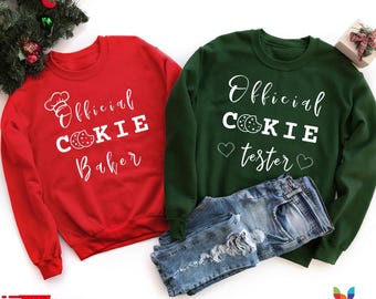 Official Cookie Baker & Tester Sweatshirt Matching Christmas Couple Gift