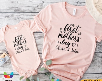 Personalized Our First Mothers Day Shirt,Mommy and me Giraffe Matching Shirt,New Mom Mothers Day Gift,Mother And Baby First Mothers Day