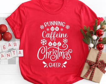 Coffee and Christmas Cheer Shirt Funny Holiday Tee Our First Christmas Top Gift