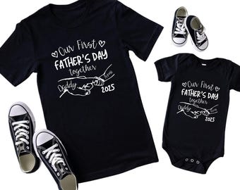 Custom Our First Fathers Day Matching Shirts, Dad and Son Matching Outfits, Father T-shirt and Baby Bodysuit, Father's Day Gifts