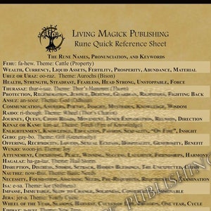 Runes Quick Reference Sheet - Living Magick Publishing
