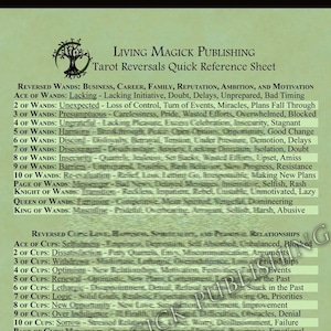 Tarot Reversals Quick Reference Sheet - Living Magick Publishing
