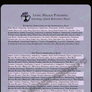 Hoja de referencia rápida de astrología - Living Magick Publishing