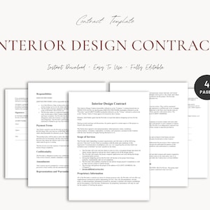 Interior Design Contract | Contract Template | Interior Design Contract Template | Word Editable Contract | Instant Download Proposal Design