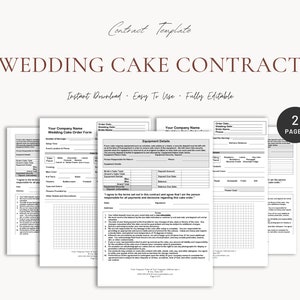 Wedding Cake Contract | Contract Template | Wedding Cake Template | Word Editable Contract | Instant Download | Word Wedding Cake Proposal