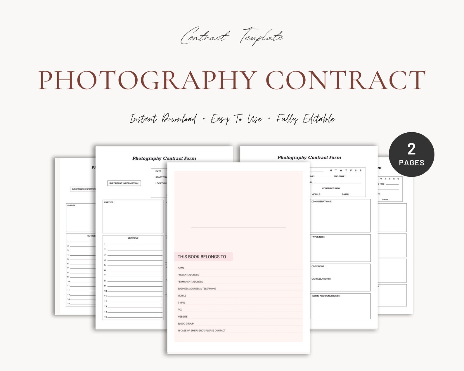 Photography Contract | Contract Template | Photo Contract Template ...
