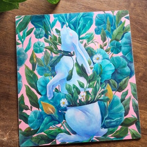 Original Ölmalerei Öl Unikat Hase und Pflanzen