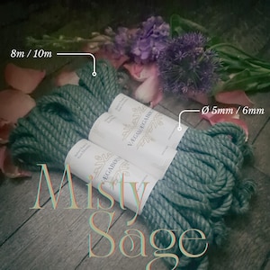Premium Shibari hemp rope 5 mm »MISTY SAGE« for Kinbaku / Bondage