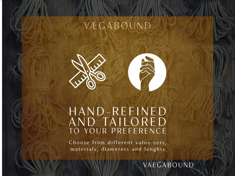 The image is a promotional graphic for VeGAbound, a company that specializes in hand-refined and tailored products. The graphic features a pair of scissors and a hand, symbolizing the company's focus on precision and attention to detail. The text on the image emphasizes the company's commitment to providing hand-refined and tailored products to customers, encouraging them to choose from a variety of value-sets, materials, dimensions, and lengths.