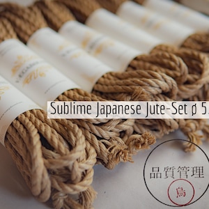 Set of 8 Japanese jute ropes ø 5.5 mm 8 m/10 m »VÆGABØUND No.8« for Kinbaku / Shibari / Bondage with optional safety knife