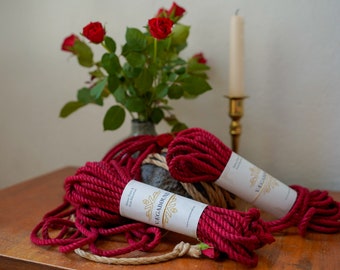 Corde en chanvre Shibari premium 5 mm 8 m/10 m »ROSE RED« pour kinbaku / bondage