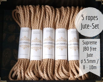 Set of 5 premium Shibari jute rope ø5.5 mm 8 m / 10 m JBO-free for Kinbaku / Bondage / Shibari