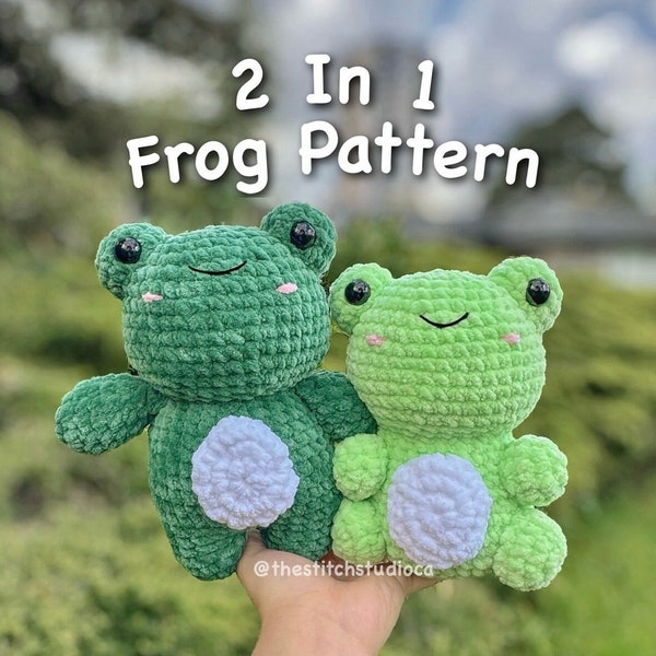 PATTERN - 2 in 1 Baby Frog Plushie Crochet Pattern | Sitting and Standing Frog | Cute Amigurumi Project