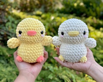 3 in 1 帽子をかぶった赤ちゃんアヒルのぬいぐるみ かぎ針編みパターン