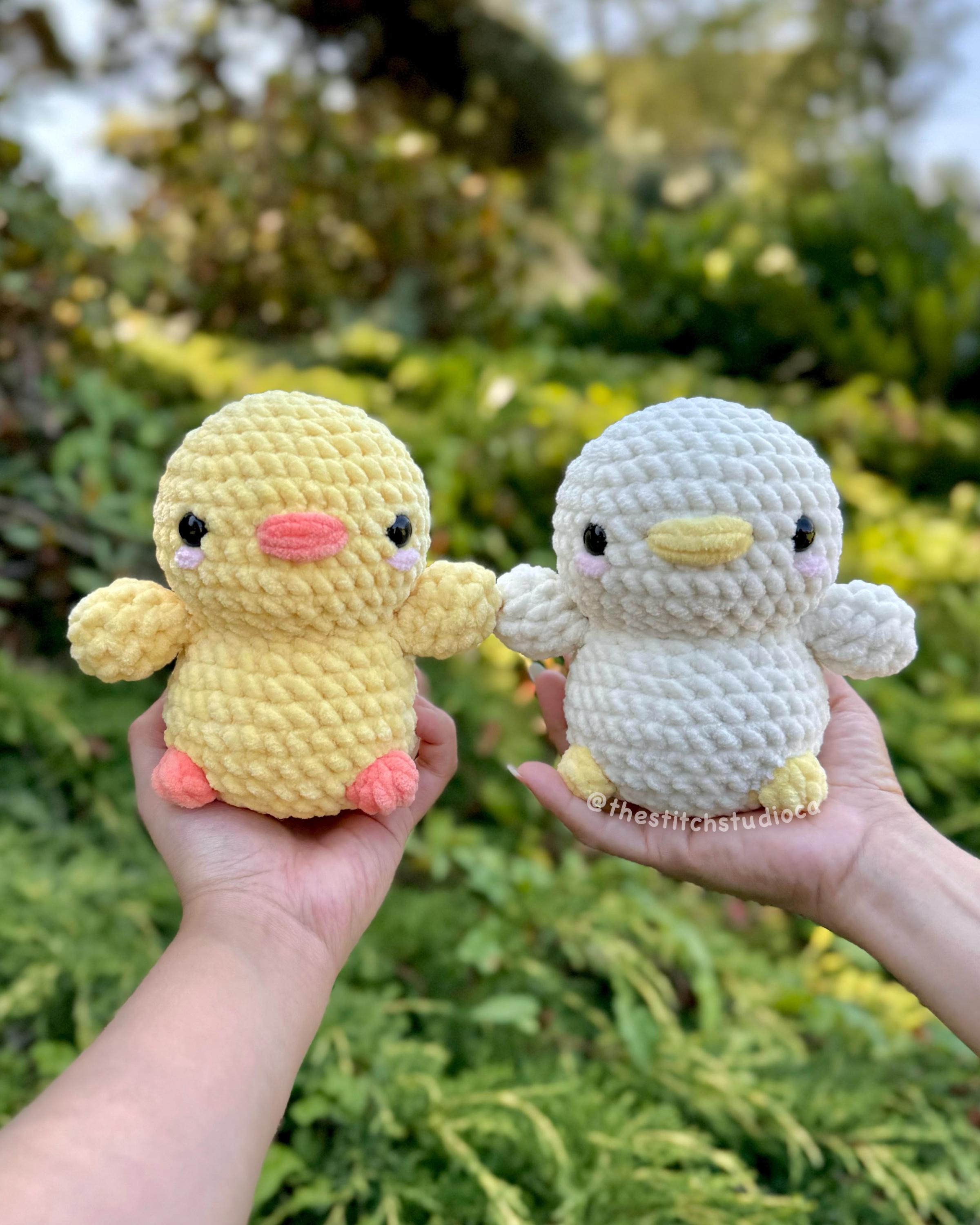 3 in 1 帽子をかぶった赤ちゃんアヒルのぬいぐるみ かぎ針編みパターン