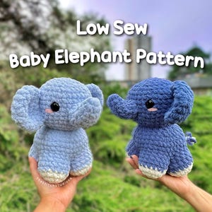 Virkmönster för elefantbaby med låg söm | Amigurumi stående djurprojekt