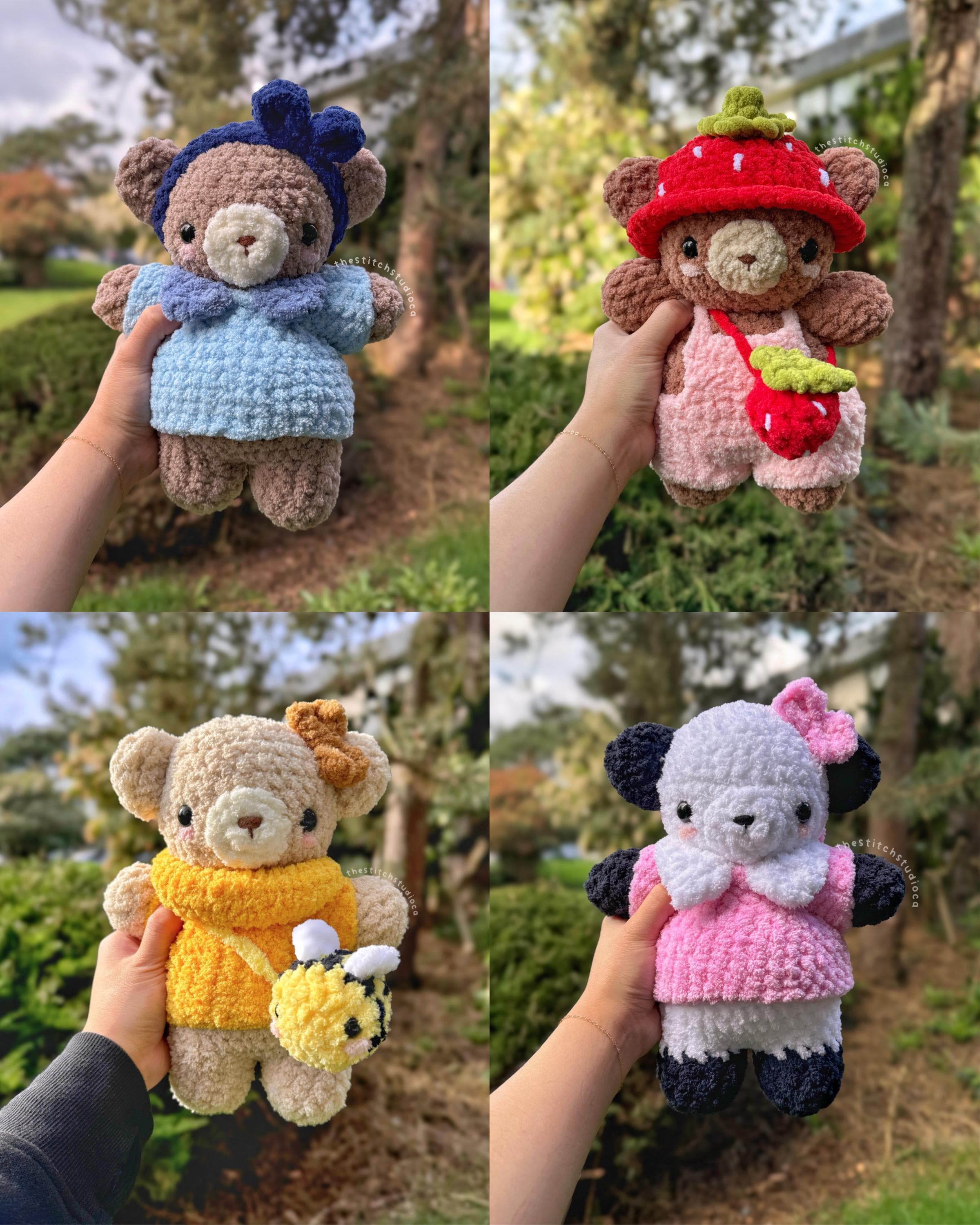 15 in 1 ベビーぬいぐるみ（着せ替え可能な服付き）かぎ針編みパターン