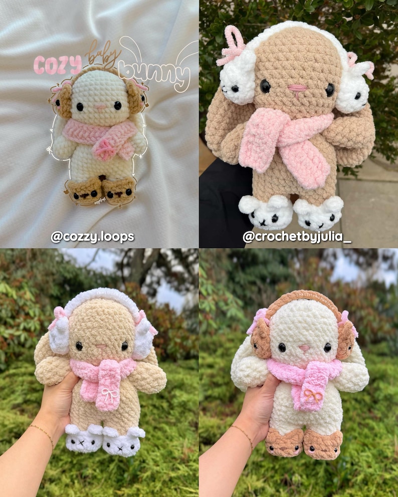 4 In 1 Cozy Baby Bunny Plushies Crochet Pattern | Earmuffs, Boots, Scarf image 9