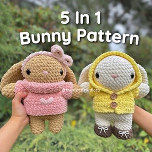 PATTERN - 5 in 1 Bunny Plushie & Accessories Crochet Pattern
