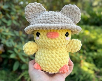 3 in 1 帽子をかぶった赤ちゃんアヒルのぬいぐるみ かぎ針編みパターン