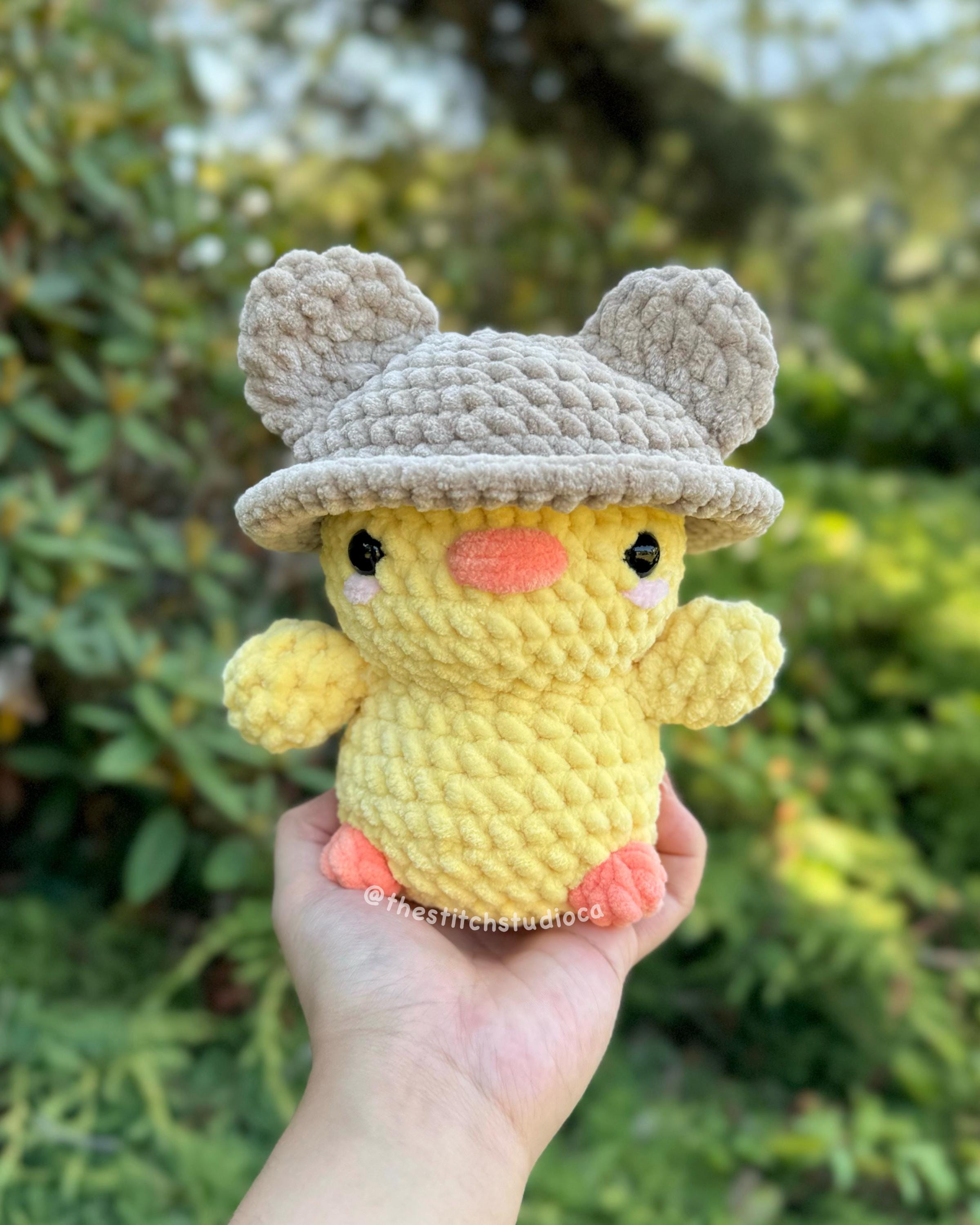 3 in 1 帽子をかぶった赤ちゃんアヒルのぬいぐるみ かぎ針編みパターン